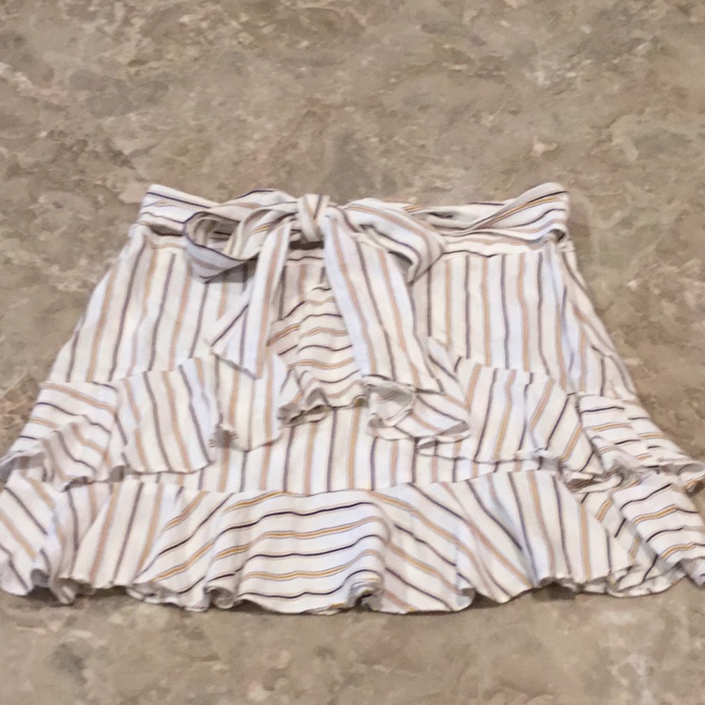 Forever 21 striped bow detail smocked mini skirt, size small.